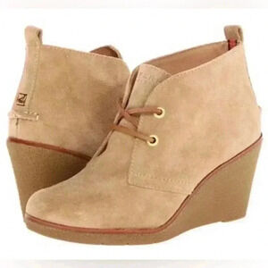 Sperry Top Sider Women's Harlow Tan Suede Wedge Chukka Bootie Size 7.5